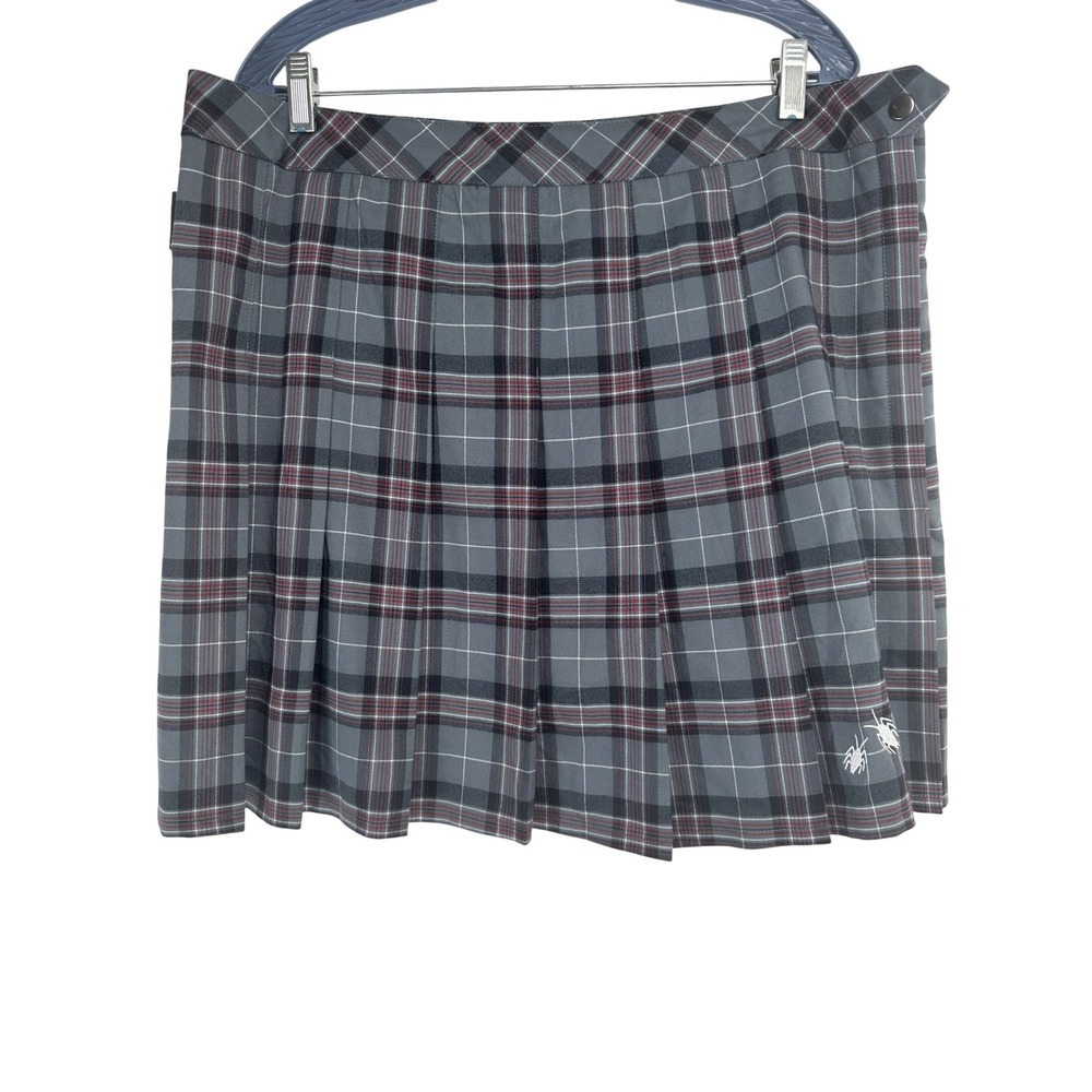 Beetlejuice Grey Plaid Pleated Skort Embroidered Dark Academia Cosplay XXL Goth